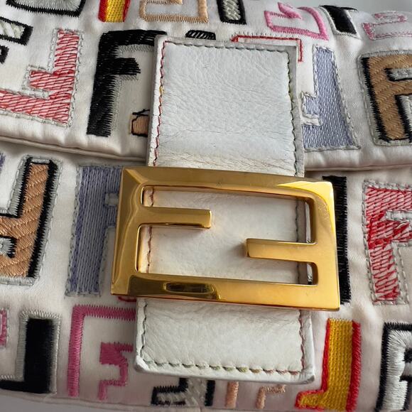 Vintage Fendi Multi Color Embroidered FF Baguette - Picture 3 of 7